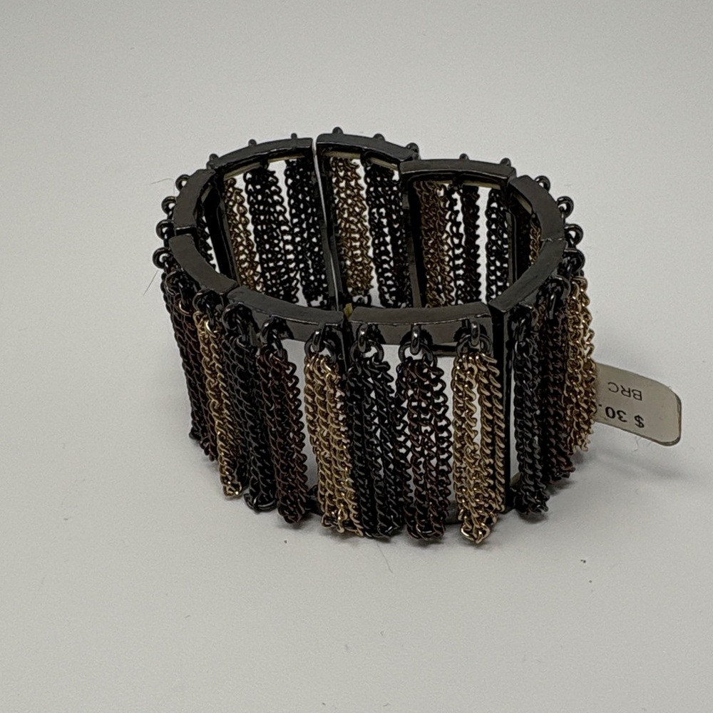 Mixed Metal Multi-Chain Stretch Cuff Bracelet